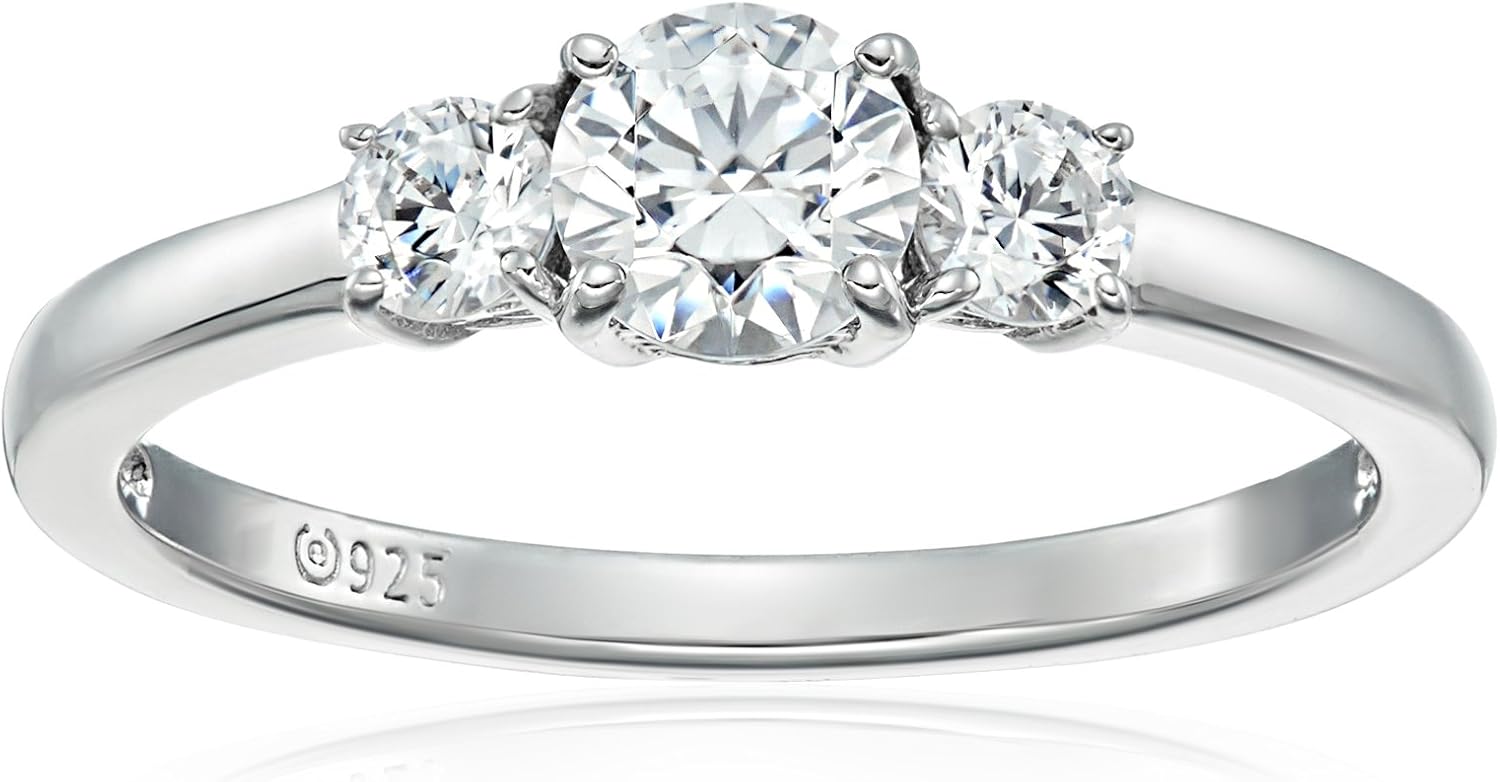 Timeless 3-Stone Ring in Platinum Plated Sterling Silver