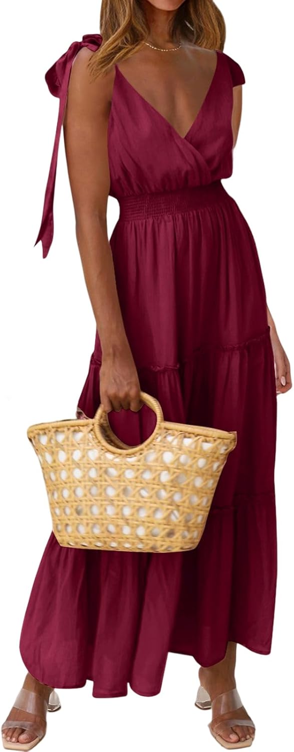 PRETTYGARDEN Women's Cross Neck Sleeveless Maxi Dress for Summer