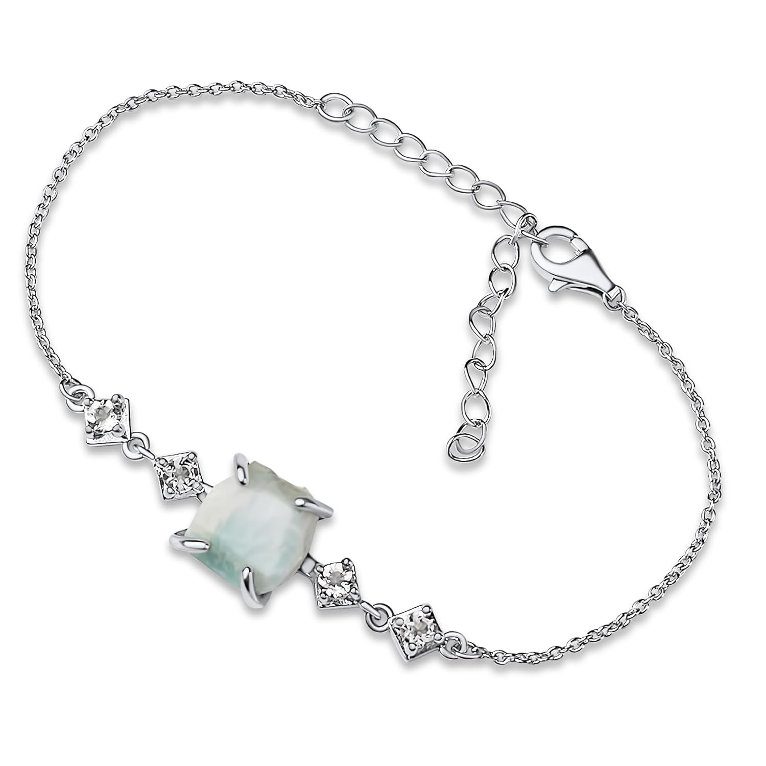 Raw Larimar Chain Bracelet Birthstone Gift for Her Special Occasions