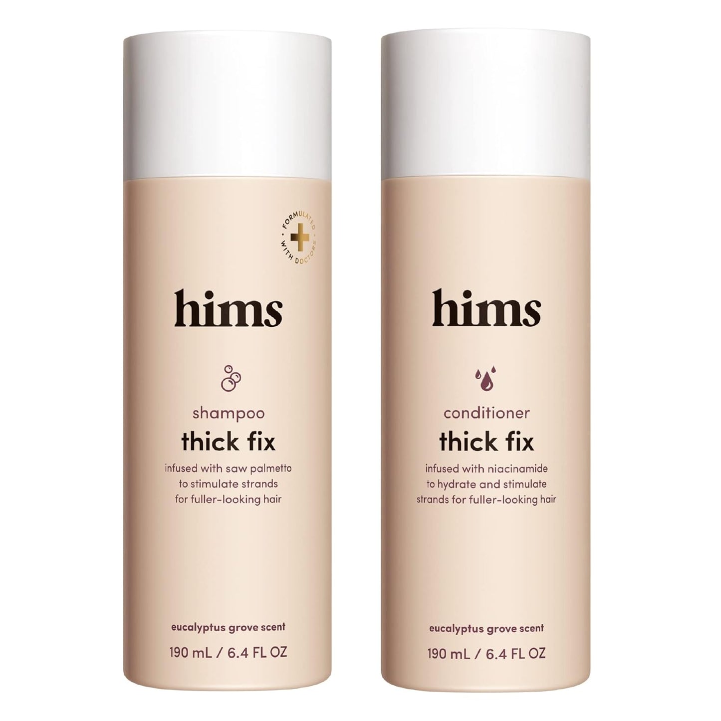 Hims Thickening Shampoo Set - Saw Palmetto, Niacinamide - Paraben-Free - Vegan, Eucalyptus Scent