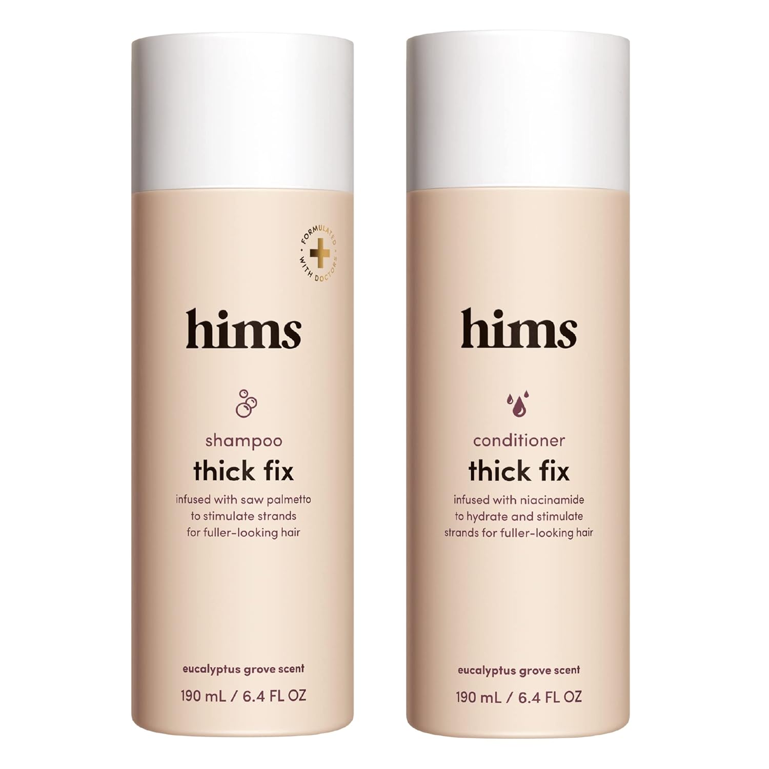 Hims Thickening Shampoo Set - Saw Palmetto, Niacinamide - Paraben-Free - Vegan, Eucalyptus Scent