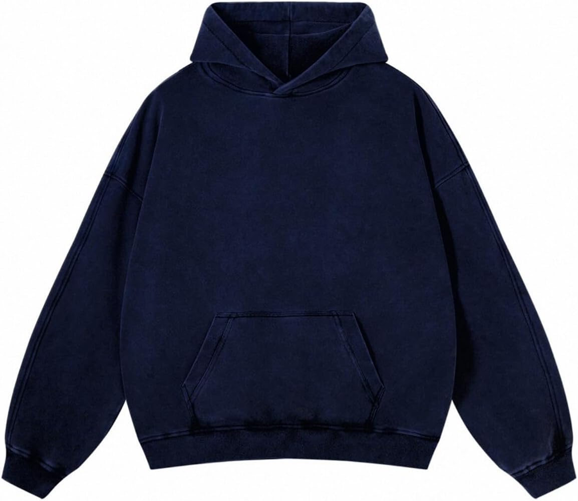 Mens Oversized Hoodies Pullover for Vintage Streetwear Style