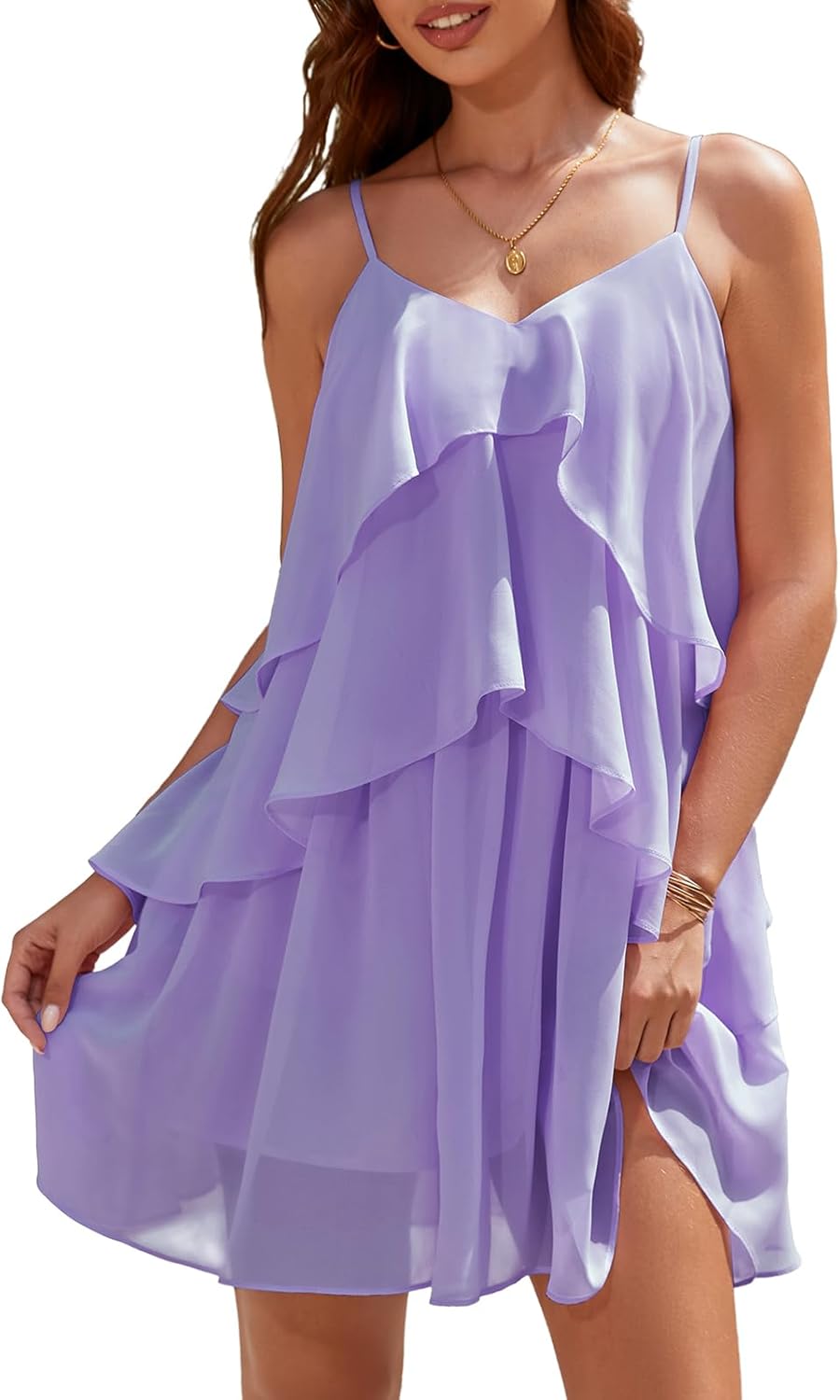 DRESSTELLS Women's Cocktail Ruffle Tiered Dress for Events