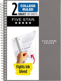 Five Star Spiral Notebook 2 Subject College Ruled - Portable Notes