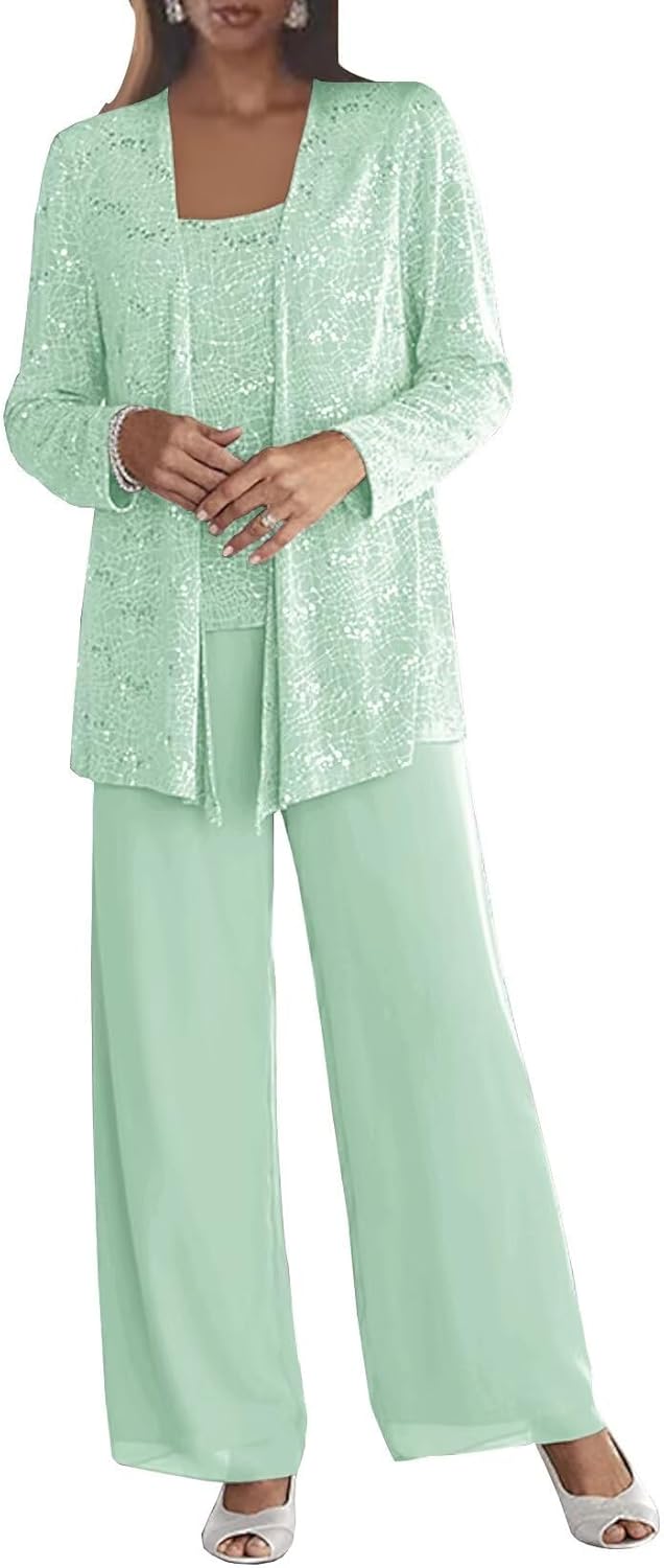 Chiffon Mother of The Bride Pant Suits for Elegant Weddings