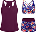 Tempt Me 3 Piece Tankini Swimsuit for Women - Athletic Modest Fit