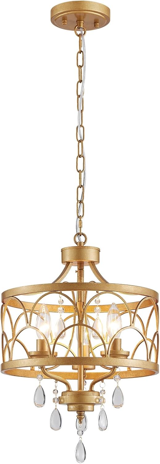 Small Crystal Chandelier for Modern Farmhouse Style Decor