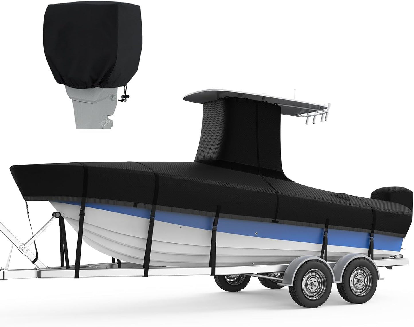 RVMasking T-Top Boat Cover 1200D Waterproof Heavy Duty 22ft-24ft
