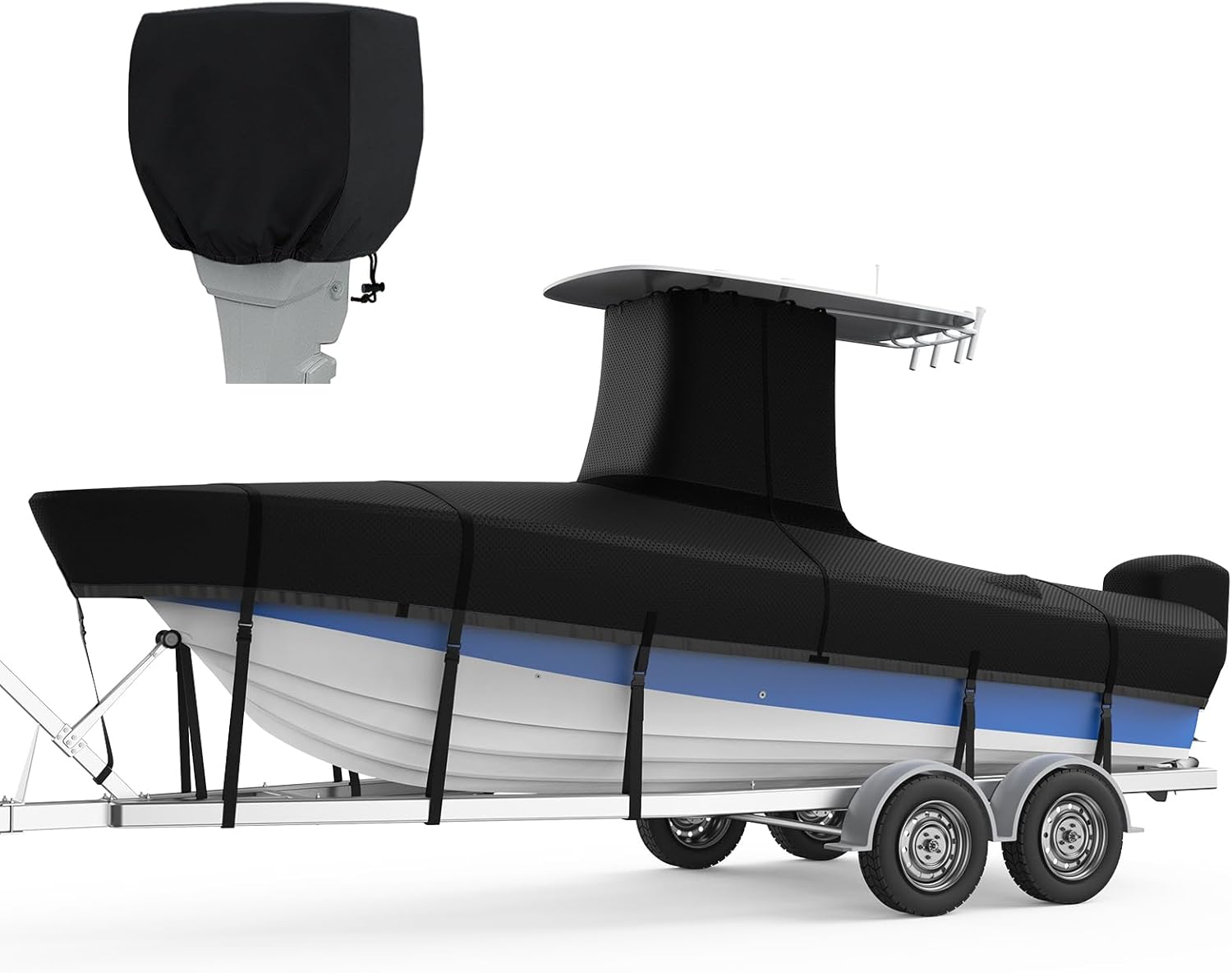 RVMasking T-Top Boat Cover 1200D Waterproof Heavy Duty 22ft-24ft
