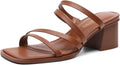 Strappy Women's Block Heel Mules - Square Toe Low Chunky Sandals