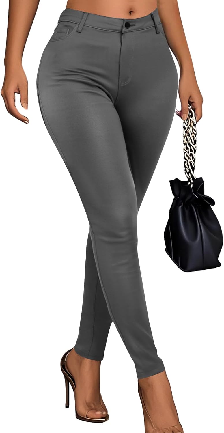High Waisted Skinny Leather Pants for Women - Stylish Comfort