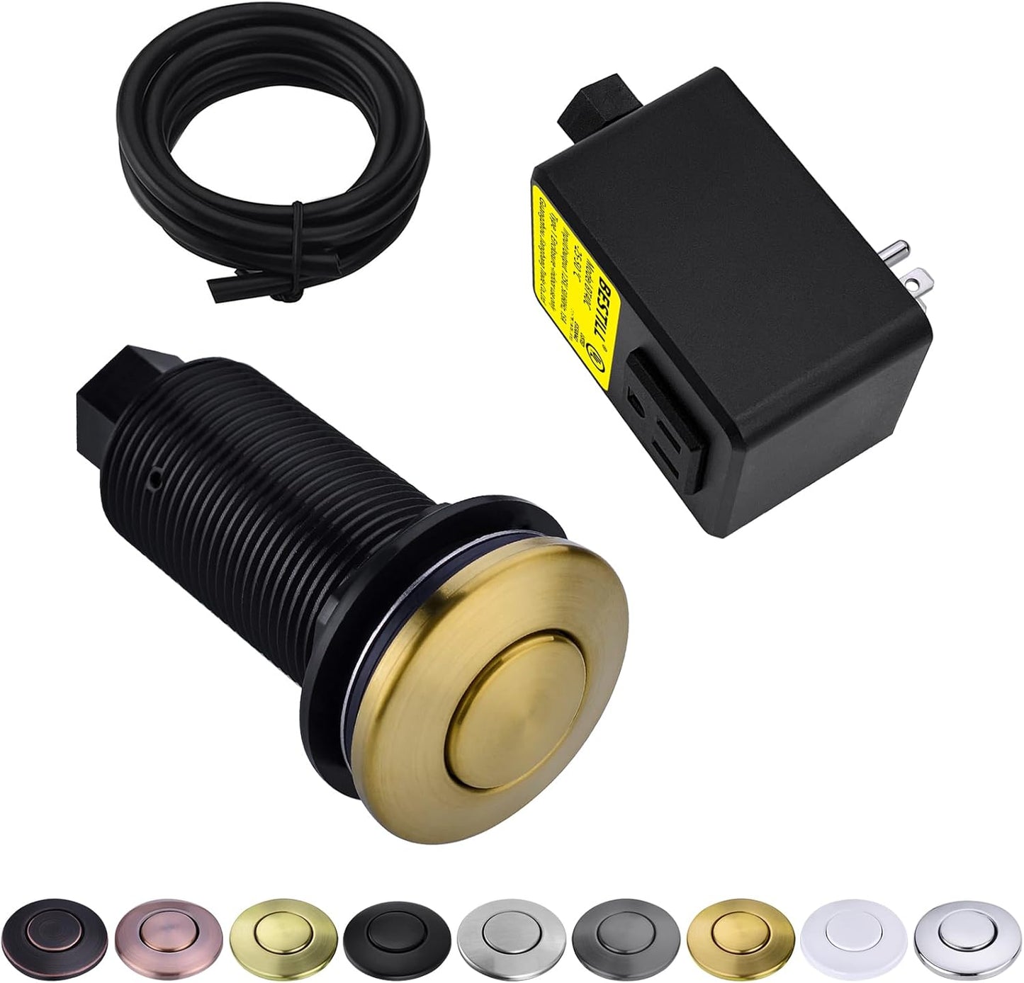 BESTILL Garbage Disposal Button Kit with Brass Cover for Safety
