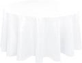 Round Linen Tablecloth 120 in White - Wrinkle & Stain Resistant