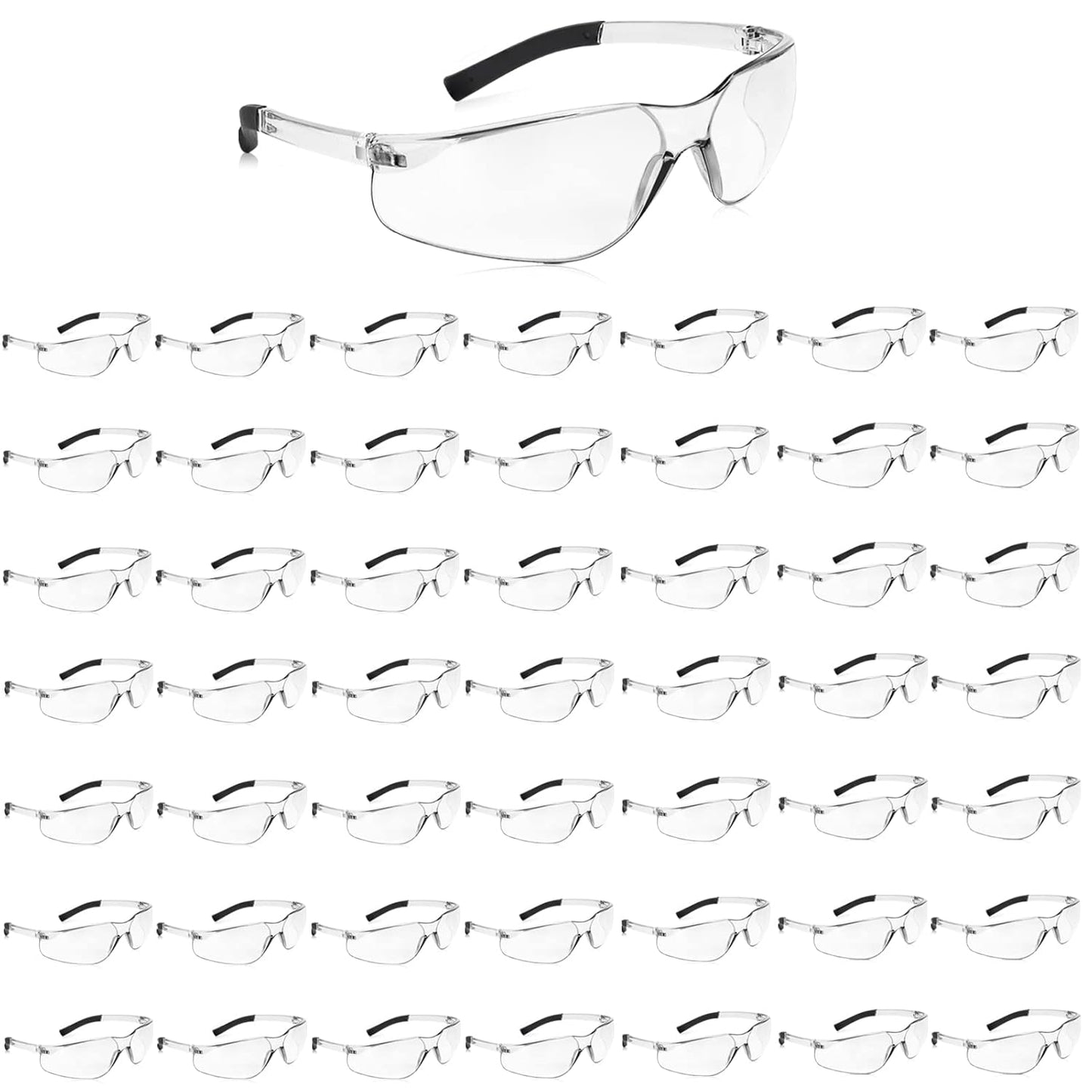 50 Pack Clear Safety Glasses with ANSI Z87.1 Protection