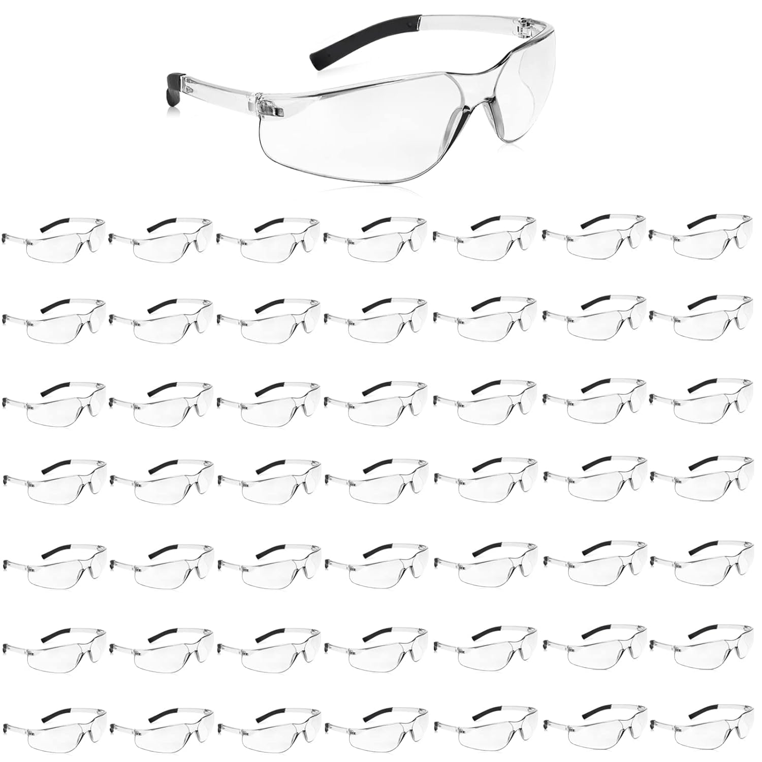 50 Pack Clear Safety Glasses with ANSI Z87.1 Protection