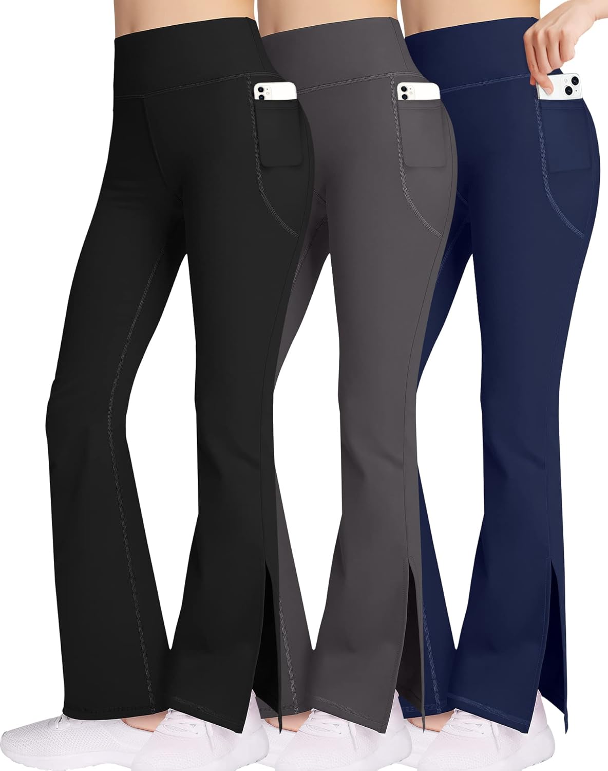 Girl Yoga Flare Wide Leg Tummy Control Stretchy Pants 3 Pack