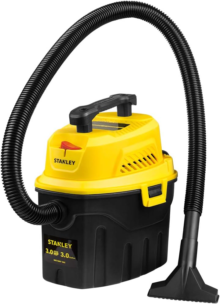 Stanley Portable Car Vacuum | 3HP, 3 Gallon Wet/Dry | Black+Yellow
