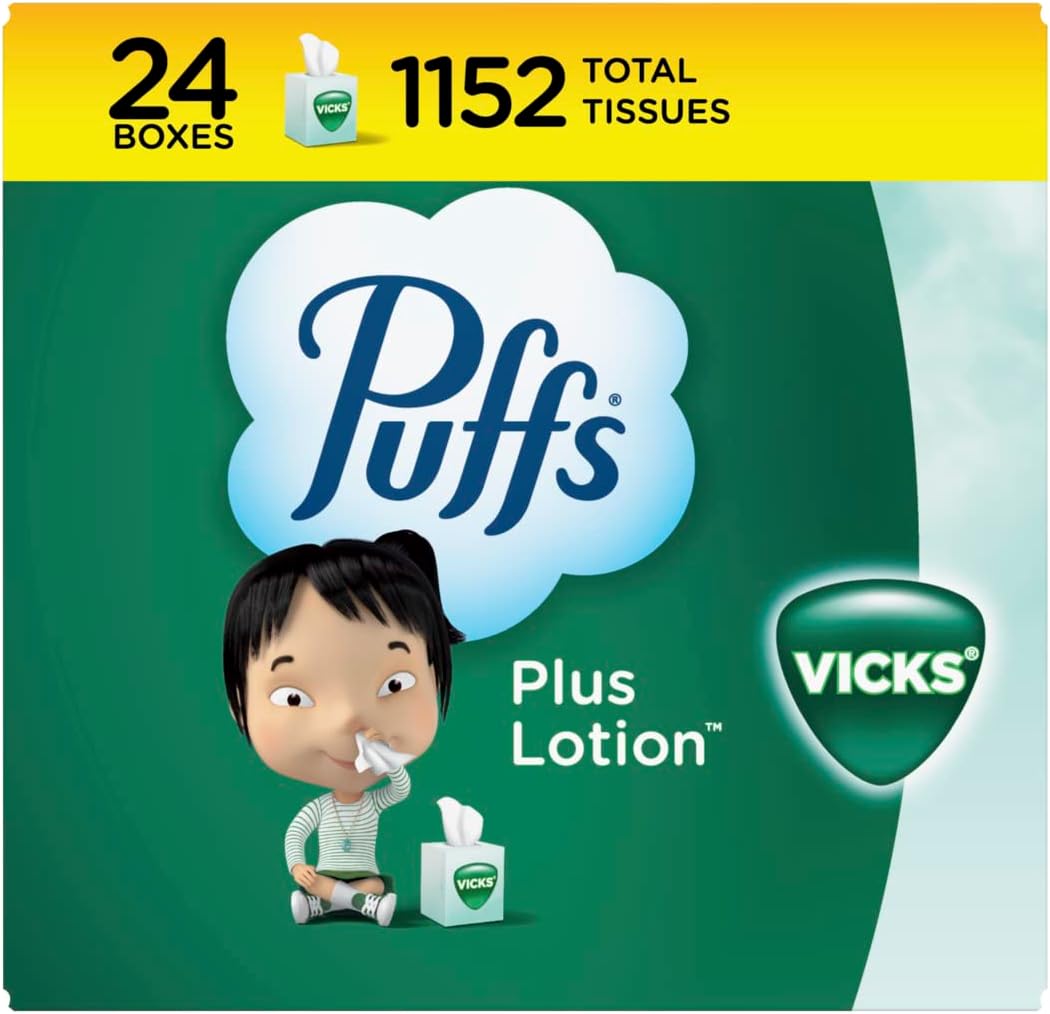 Puffs Plus Lotion with Vicks Facial Tissues for Comfort