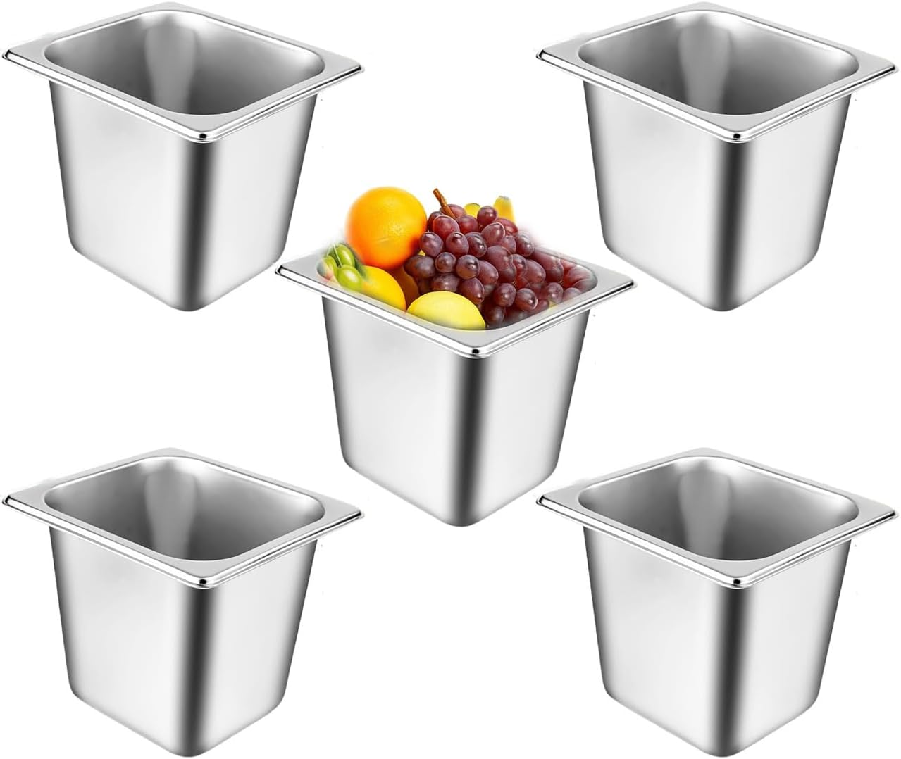 5 Pack Stainless Steel Hotel Pans for Efficient Food Storage