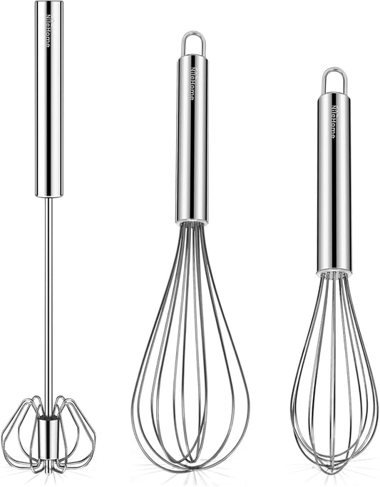 NileHome Stainless Steel Whisk Set - Effortless Mixing Trio