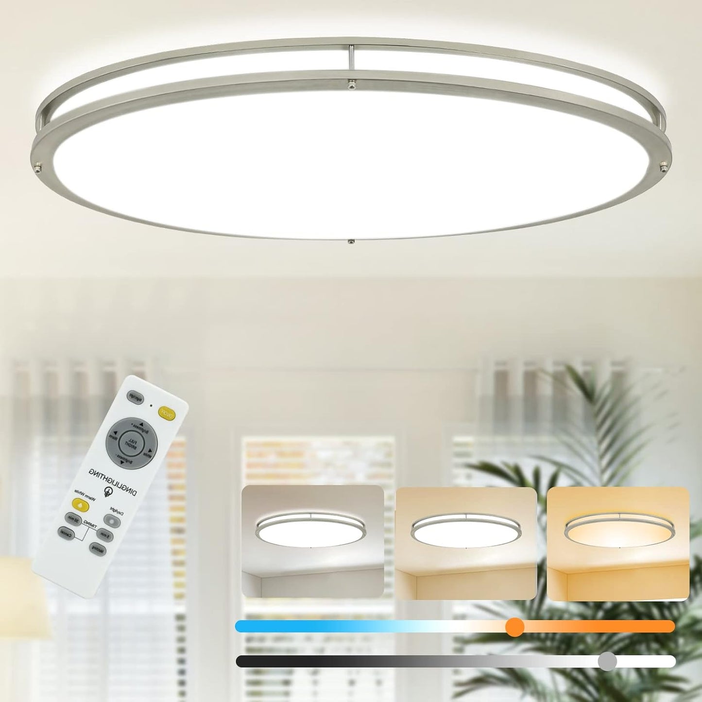 DLLT 32In Oval LED Ceiling Light Fixture for Modern Spaces