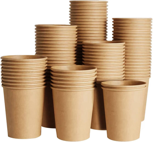 400 Pack 8 oz Kraft Paper Cups for Hot and Cold Beverages