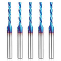 Spiral Router Bit Downcut 1/4 in Shank 5-Pack - Long Life Nano Coat