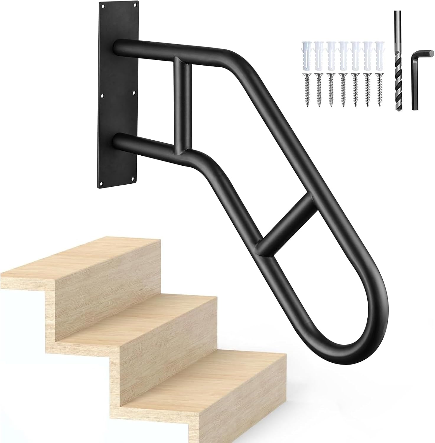 Handrails for Outdoor Steps - U-Shape Safety Handle for Stairs