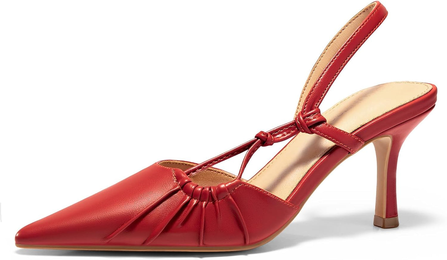 Coutgo Womens Slingback Kitten Heels for Elegant Occasions