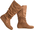 Olivia K Womens Low Heel Mid-Calf Slouchy Suede Slip On Casual Boots 1