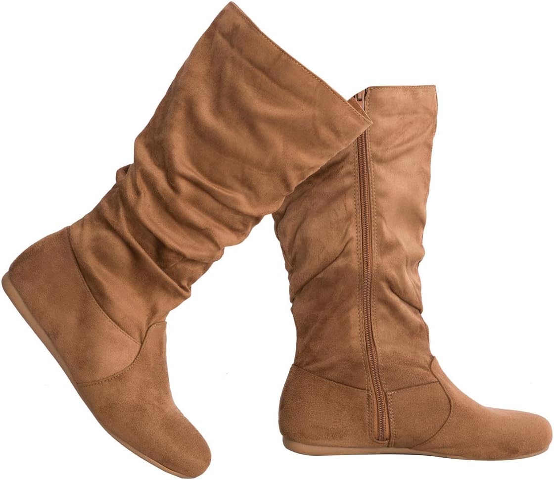 Olivia K Womens Low Heel Mid-Calf Slouchy Suede Boots Review