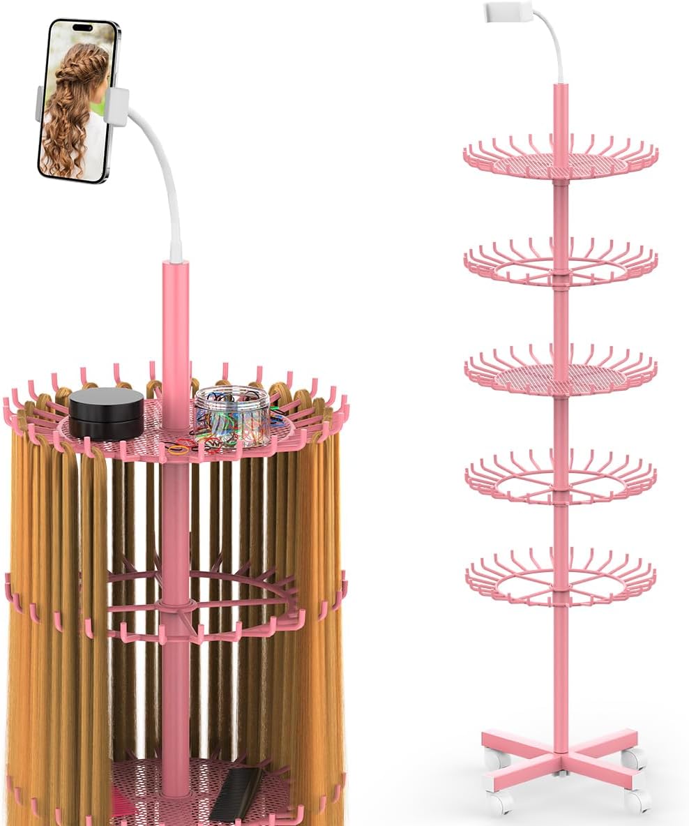 Braiding Hair Rack with Phone Holder for Easy Styling and Storage