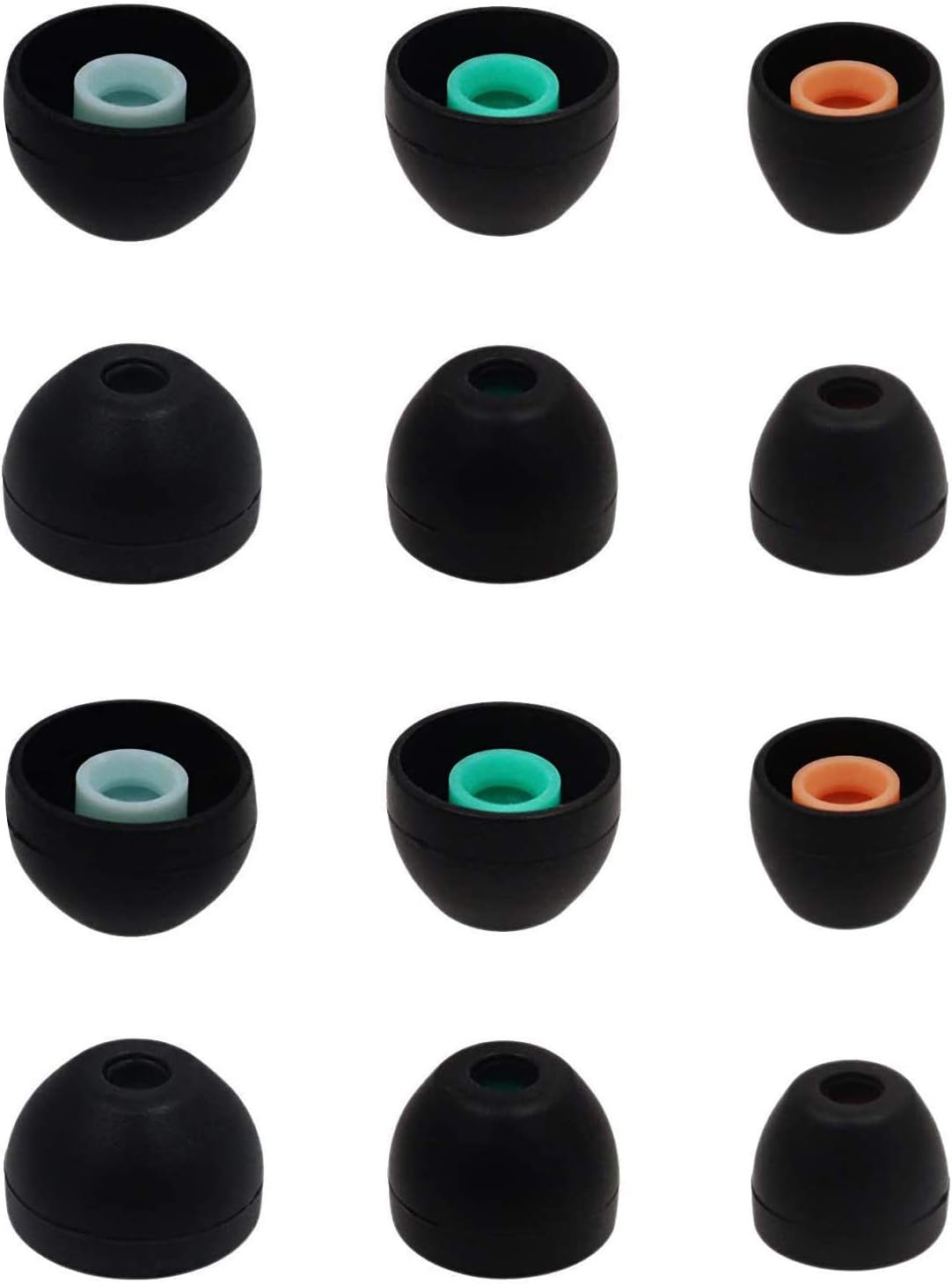 ALXCD Soft Silicone Ear Tips for Sony Headphones, 6 Pairs SML Black