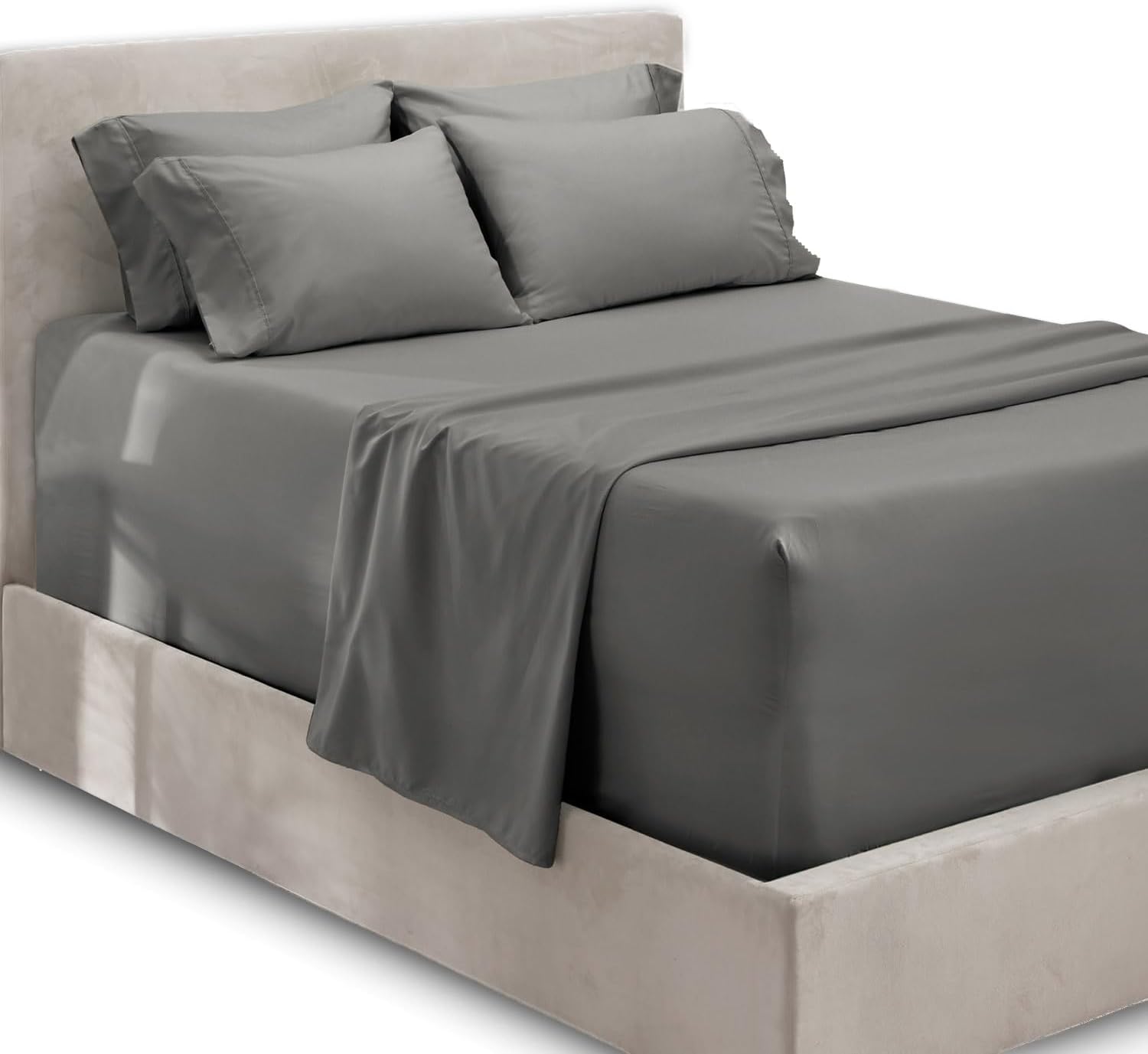 Luxury Soft 6 Piece Bed Sheet Set for Split King Size Mattresses