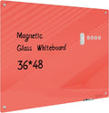 Magnetic Glass Whiteboard 48in x 36in - Frameless Glass Dry Erase