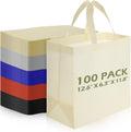 Reusable Tote Bags 100 Pcs - Non Woven Grocery Handle Bags Multicolor