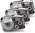 Pristar 18mm Black on White Label Tape 3-Pack for Casio Label Makers