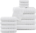 Casa Platino 100% Cotton Luxury Bathroom Towel Set - 12 Pc White