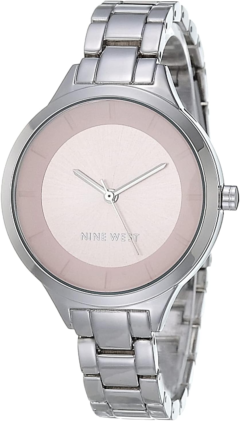 Nine West Women's Bracelet Watch with Light Pink Sunray Dial