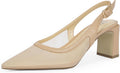 Womens Pumps Pointed Closed Toe Chunky Heel Slingback (Style NY63)