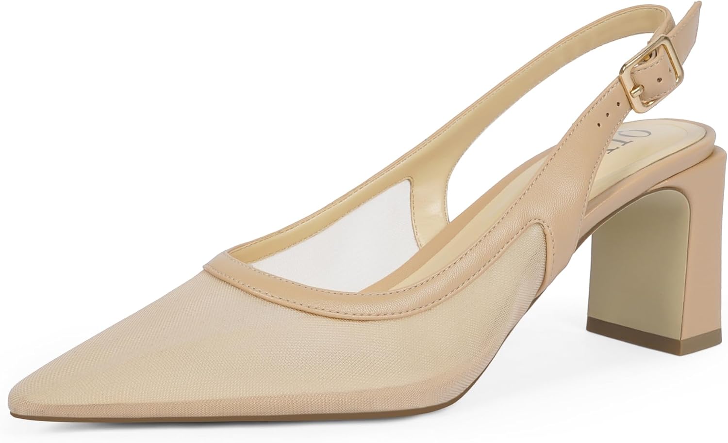 Womens Pumps Pointed Closed Toe Chunky Heel Slingback Heels
