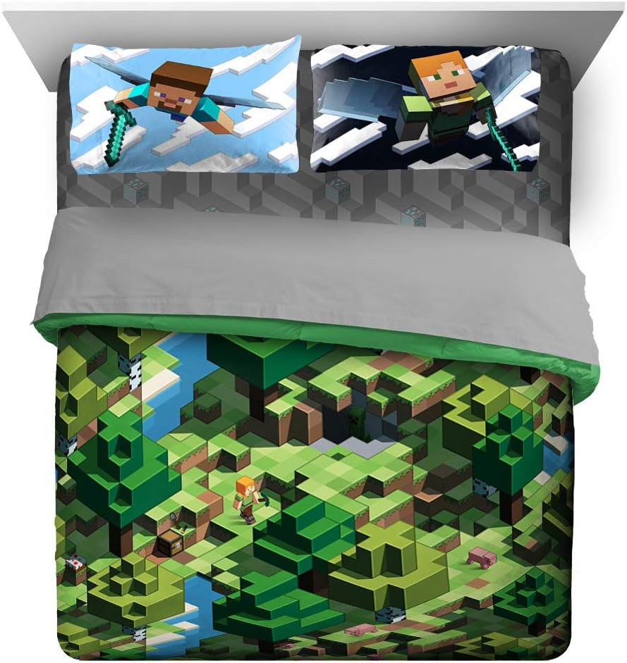 Minecraft Daytime 7 Piece Queen Bed Set - Soft & Fun Design