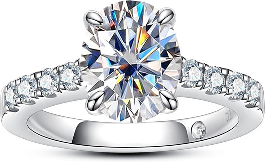 AnuClub Moissanite Engagement Ring with D Color Brilliance
