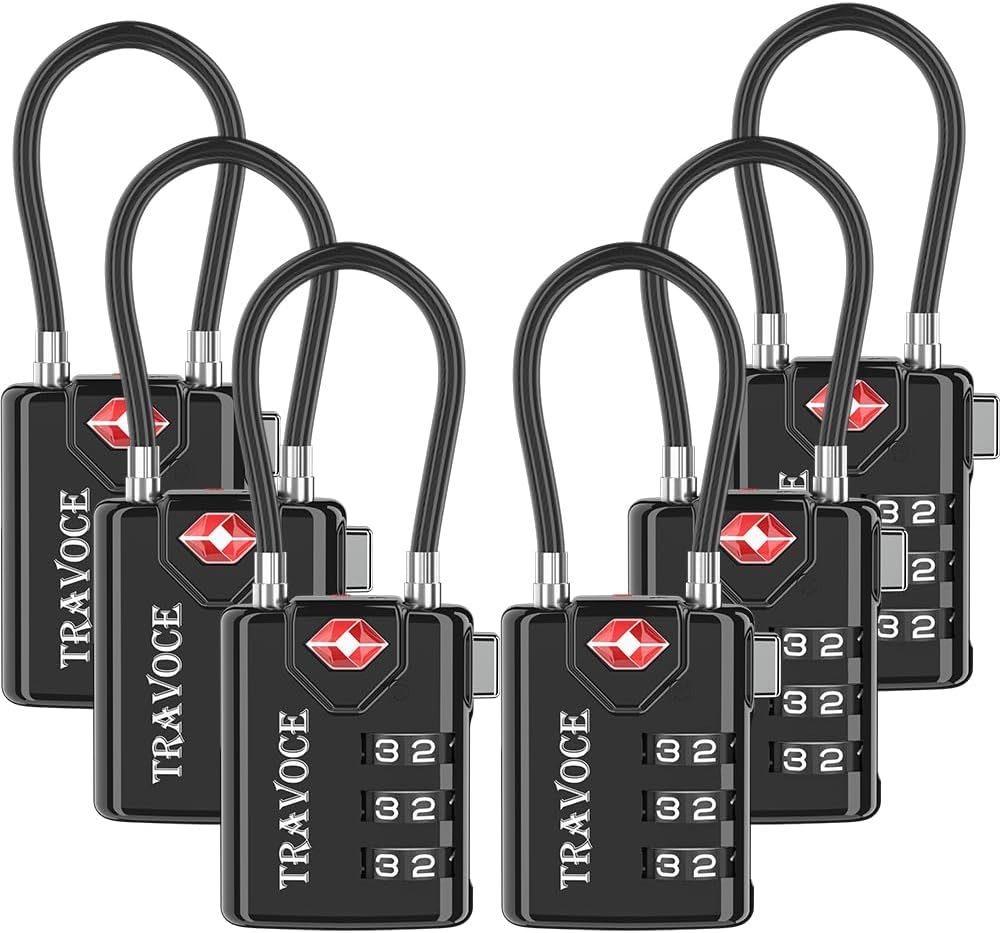 TSA Approved Luggage Locks for Travel, Gym, and More - 6 Pack
