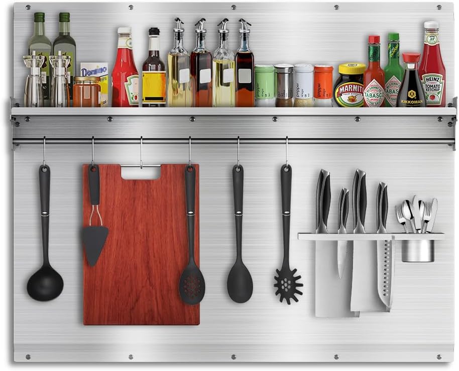 42 x 30 Inch Stainless Steel Stove Backsplash with Shelf