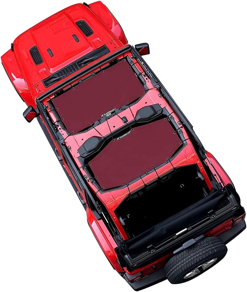Shadeidea Sun Shade Top for Jeep Wrangler JL - Wine Red Mesh
