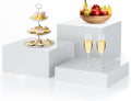 3Pcs White Buffet Risers Acrylic Boxes Display Food Risers - Sturdy