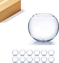 WGV Bowl Glass Vase Bulk 6in Diameter, 12 Pack - Clear Bubble Planter