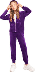 Girls Velour Tracksuit Hoodie and Jogger Set - Cozy Everyday Wear