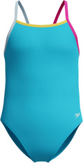 Speedo Girl's Swimsuit One Piece Thin Straps - Durable UPF 50 FULLY